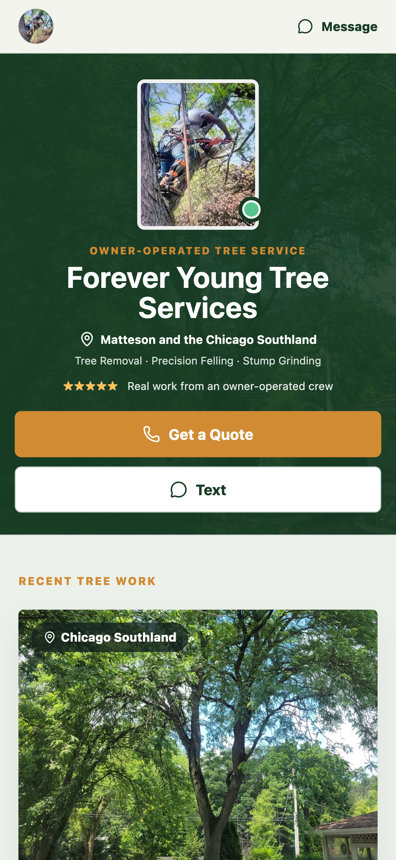 Forever Young Tree Services proof site